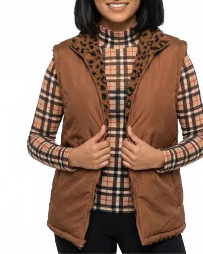 Grace + Emma Luscious Lady Leopard Vest In Brown
