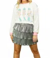 Grace + Emma Nutcracker Sequin Sleeve Top In Pattern In Silver