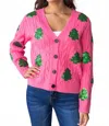 Grace + Emma Sequin Trees Cardigan In Pink In Pink