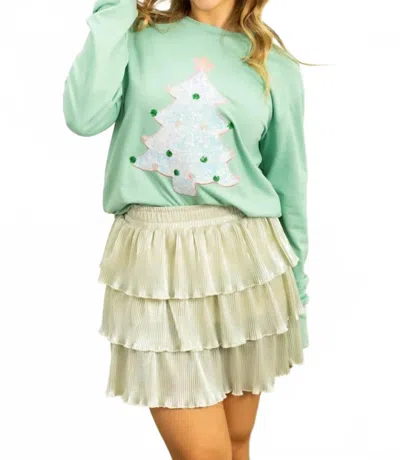 Grace + Emma Sequins Christmas Tree Sweatshirt In Green
