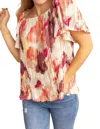 Grace + Emma Serenity Sunset Off-the-shoulder Blouse In Beige And Rose In Multi