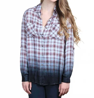 Grace + Emma Slay The Day Ombré Flannel Top In Multi