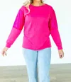 Grace + Emma Sweater Blouse In Hot Pink In Pink