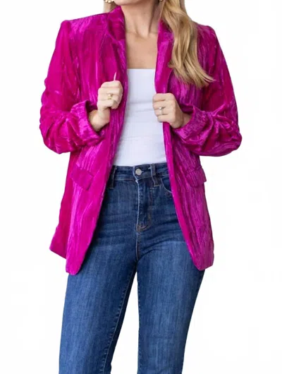 Grace + Emma Velvet Blazer In Rasberry In Pink