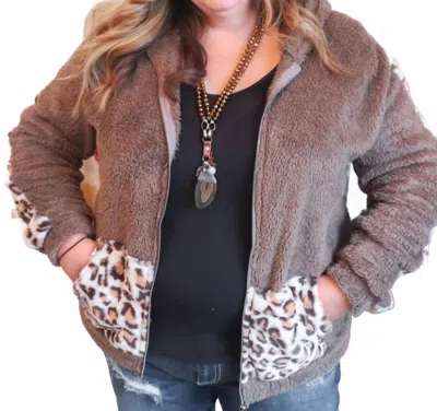 Grace + Emma Wild Side Zip Up Jacket - Plus In Brown In Multi