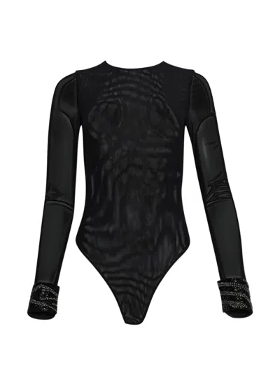 Grace Faena Zebra Embellished Bodysuit In Black