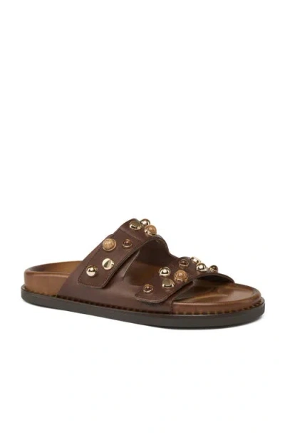 Grace Footwear Alyson Leather Embellished Slide Sandal In Brown
