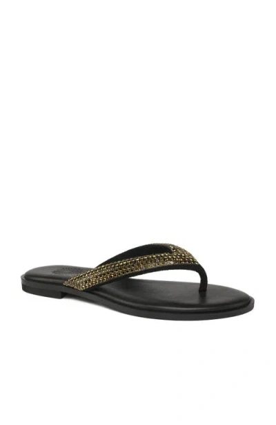 Grace Footwear Patmos Crystal Flip Flop In Black