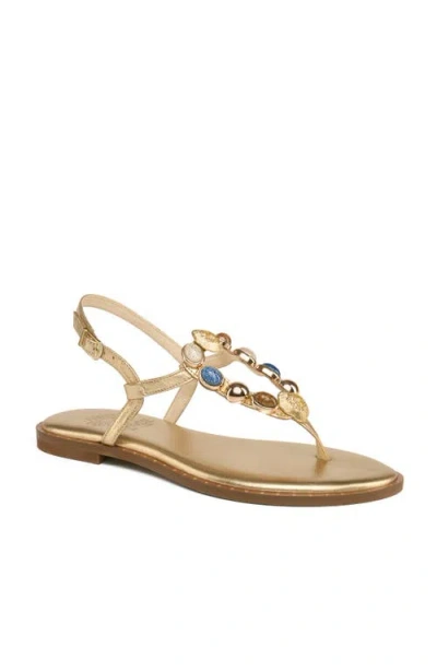 Grace Footwear Sansal Embellished T Strap Sandal In Gold