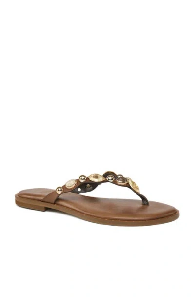 Grace Footwear Solane Stone T Strap Sandal In Multi