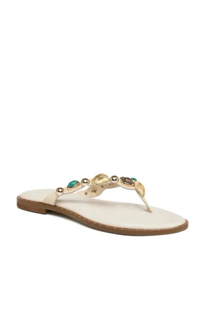 Grace Footwear Solane Stone T Strap Sandal In White