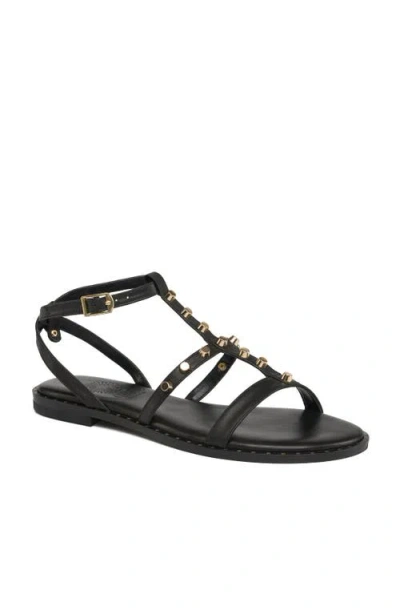 Grace Footwear Syros Studded T Strap Sandal In Black