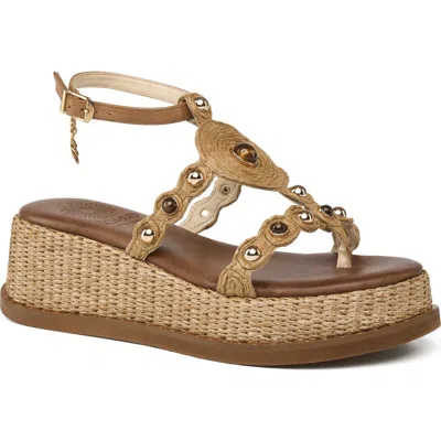 Grace Footwear Vivara Raffia Stone Platform Sandal In Brown