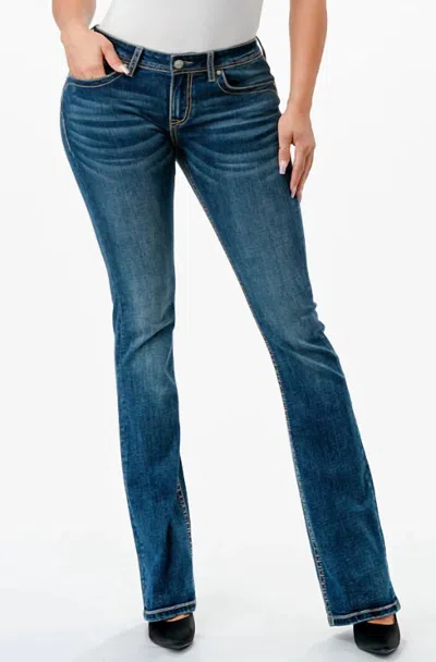 Grace In La Basic Mid Rise Bootcut Jean In Blue