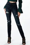 Grace In La Distressed Skinny Jean In Dark Wash In Blue