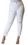 Grace In La Frayed Distressed Crop Jean In White In White