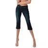 Grace In La Mid Rise Basic Capri Jean In Dark Wash In Blue