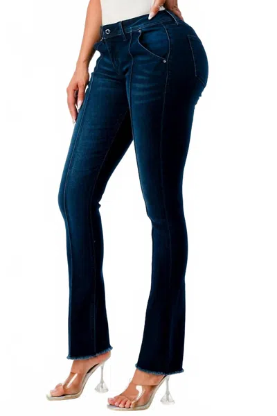 Grace In La Mid-rise Center Seam Denim Jean In Dark Wash In Blue