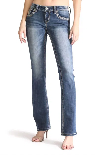 Grace In La Wide Leg Jeans In Black In Blue