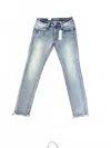 Grace In La Women's Frayed Hem Skinny Jean In Light Wash In Blue