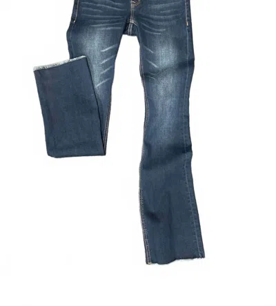 Grace In La Women's Hem Detail Bootcut Jean In Medium Wash In Blue