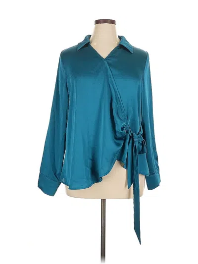 Pre-owned Grace Karin 3/4 Sleeve Blouse In Blue