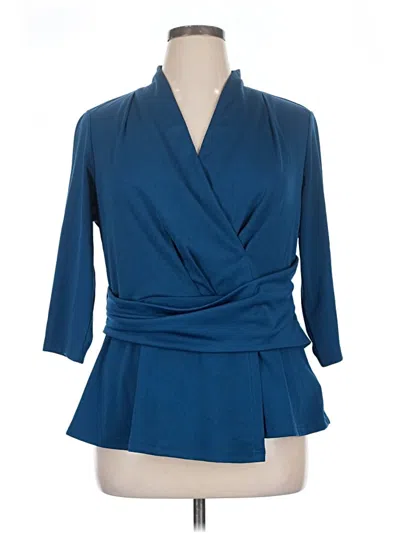 Pre-owned Grace Karin 3/4 Sleeve Blouse In Blue