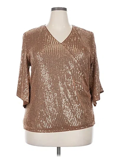 Pre-owned Grace Karin 3/4 Sleeve Blouse In Gold