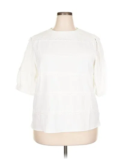 Pre-owned Grace Karin 3/4 Sleeve Top Ivory Mock Neckline Tops In White
