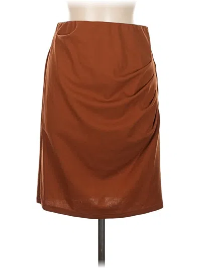 Pre-owned Grace Karin Faux Leather Skirt In Brown