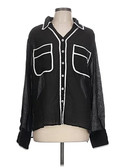 Pre-owned Grace Karin Long Sleeve Blouse In Black