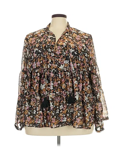 Pre-owned Grace Karin Long Sleeve Blouse In Brown