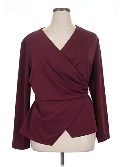 Pre-owned Grace Karin Long Sleeve Blouse In Burgundy