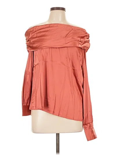 Pre-owned Grace Karin Long Sleeve Blouse In Orange
