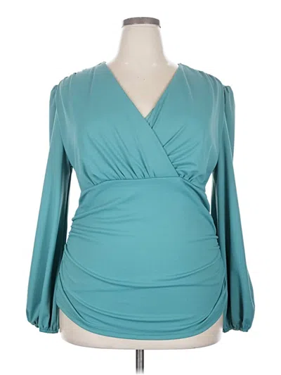 Pre-owned Grace Karin Long Sleeve Blouse In Teal
