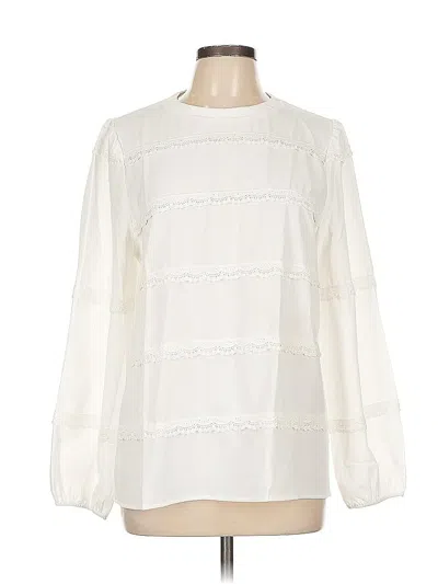 Pre-owned Grace Karin Long Sleeve Blouse In White