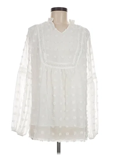 Pre-owned Grace Karin Long Sleeve Blouse In White