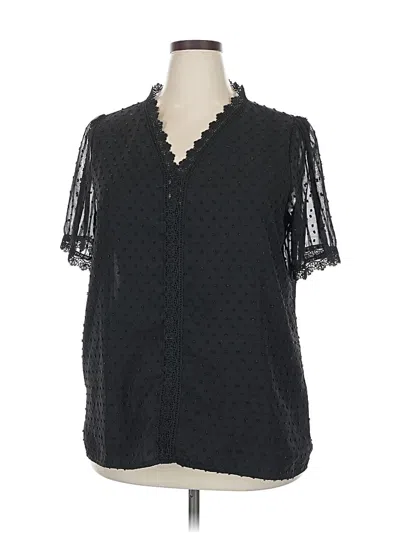 Pre-owned Grace Karin Short Sleeve Blouse In Black