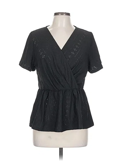 Pre-owned Grace Karin Short Sleeve Blouse In Black