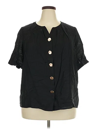 Pre-owned Grace Karin Short Sleeve Blouse In Black