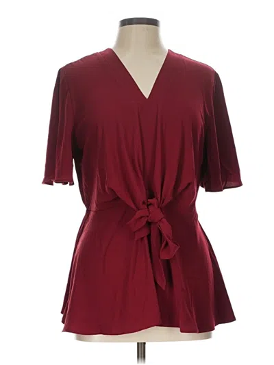 Pre-owned Grace Karin Short Sleeve Blouse In Burgundy