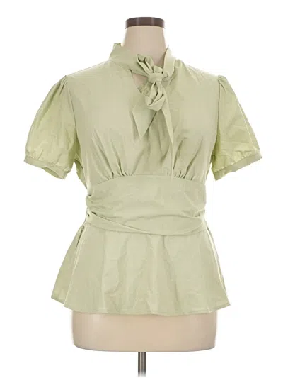 Pre-owned Grace Karin Short Sleeve Blouse In Green