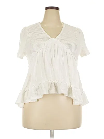 Pre-owned Grace Karin Short Sleeve Blouse In White