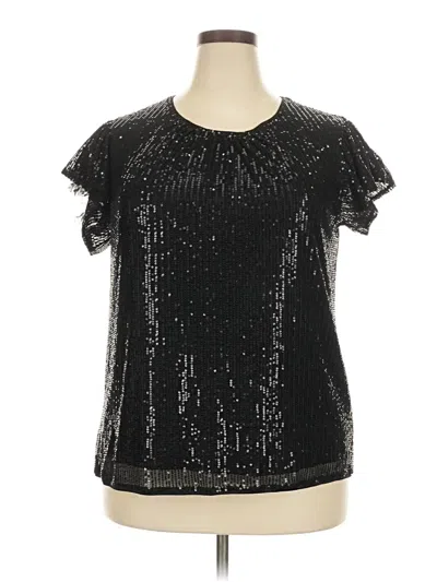 Pre-owned Grace Karin Short Sleeve Top Black Keyhole Neckline Tops
