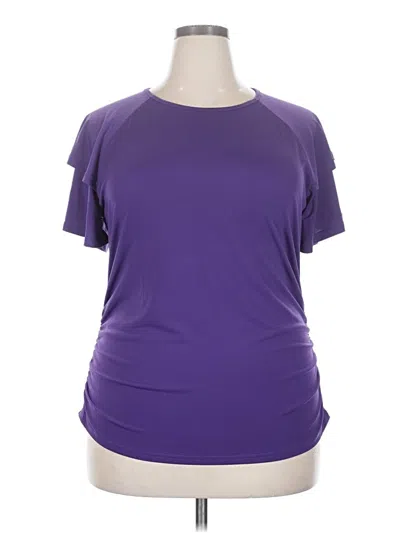 Pre-owned Grace Karin Short Sleeve Top Purple Keyhole Neckline Tops