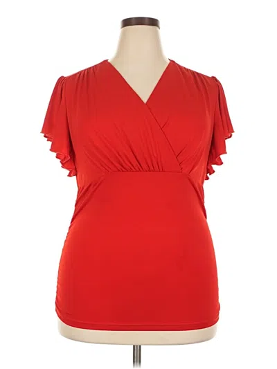 Pre-owned Grace Karin Short Sleeve Top Red Plunge Neckline Tops