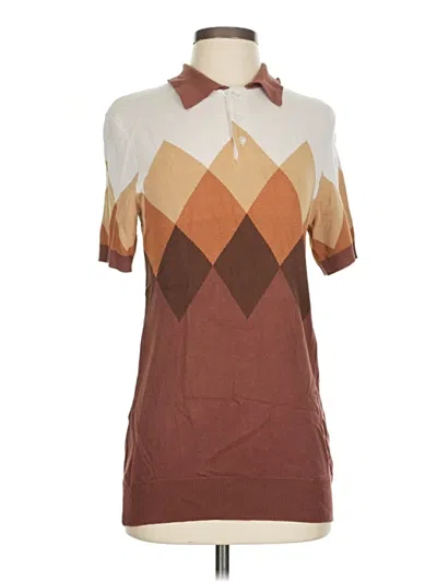 Pre-owned Grace Karin Short Sleeve Turtleneck In Brown