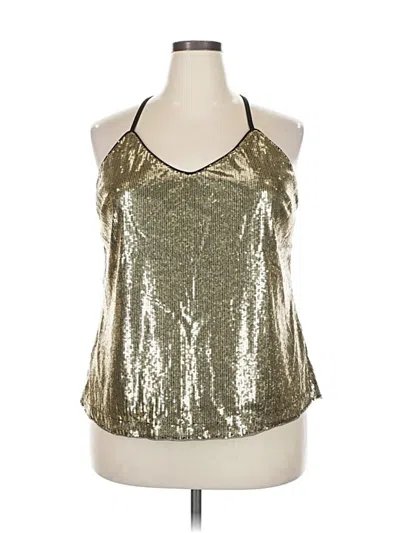 Pre-owned Grace Karin Sleeveless Top Gold Metallic Pattern Halter Neckline Tops