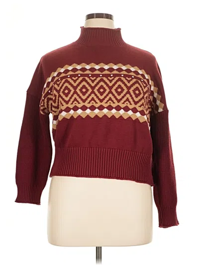 Pre-owned Grace Karin Turtleneck Sweater In Burgundy