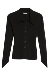 Grace Ling Angular Ribbed Cardigan In Black